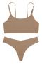 sexy slight stretch solid color sling two-piece set#2_Black_White_Pink_Beige_Khaki
