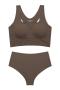 high stretch traceless removable chest pad breathable bra set_Black_Brown