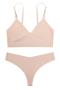 sexy slight stretch solid color v-neck sling two-piece set_Black_White_Pink_Beige