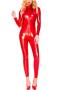 plus-size zip-up tight leather locomotive costume_Black_Red