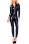 plus-size zip-up tight leather locomotive costume_Black
