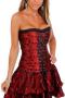 plus-size retro lace with boned eyelet lace-up corset_Black_Red