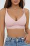 ice silk seamless comfortable breathable upper support with removable pads bra_Black_Pink