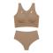 sexy stretch traceless ice silk gather together removable chest pad bra set_Black_Beige