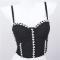 sexy slight stretch rhinestone chain decor bralettes(with boned& underwire)_Black