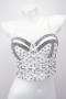 sexy slight stretch rhinestone decor mesh bralettes(with boned& underwire)_Black_White