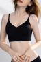 sexy slight stretch solid color backless padded bras_Black