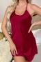 sexy non-stretch solid color sling backless satin mini dress sleepwear_Black_Pink_Rose Red