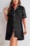 xl-5xl plus size non-stretch satin simple sleepwear_Black