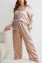 xl-5xl plus size non-stretch satin pants sets sleepwear_Dark Blue_Champagne