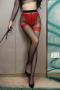sexy high stretch contrast color high waist crotchless tights_Black_Gray_Red
