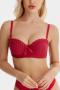 sexy slight stretch laces bow decor with underwire padded bras_Black_Red