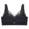sexy plus size slight stretch gathered breathable lace thin large cup bra size run small_Black