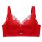sexy plus size slight stretch gathered breathable lace thin large cup bra size run small_Black_Pink_Red