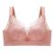 sexy plus size slight stretch gathered breathable lace thin large cup bra size run small_Black_Pink