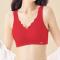 sexy plus size slight stretch simple traceless breathable thin bra size run small_Black_Red