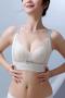 sexy plus size slight stretch stitching lace 4 colors latex padded bras size run small_Black_White