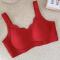 sexy plus size slight stretch solid color gathered traceless lifting thin bra size run small_Black_White_Gray_Pink_Red