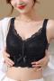sexy plus size slight stretch lace 4 colors padded breathable bras size run small_Black