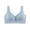 sexy plus size slight stretch solid gathered traceless breathable thin bra_Black_Sky Blue