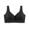 sexy plus size slight stretch solid gathered traceless breathable thin bra_Black