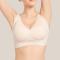 sexy plus size slight stretch solid color gathered traceless breathable thin bra_Beige