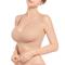 sexy plus size slight stretch solid color gathered traceless breathable thin bra_Beige_Khaki