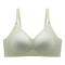 sexy plus size slight stretch 4 colors gathered traceless breathable thin bra_Black_Light Green