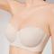 sexy plus size slight stretch anti-slip solid gathered traceless large cup bra_Black_Beige