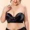 sexy plus size slight stretch anti-slip gathered traceless lift large cup bra_Black