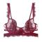 sexy plus size slight stretch lace underwire without padded thin bra_Black_White_Rose Red