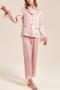 non-stretch satin removable feather decor pants sets sleepwear size run small_Black_Pink