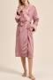 non-stretch satin 5 colors removable feather with belt nightgown size run small_Gray_Pink