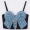 stretch 5 colors bow pattern rhinestone padded bralettes(with boned& underwire)_Black_Red_Sky Blue
