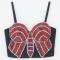 stretch 5 colors bow pattern rhinestone padded bralettes(with boned& underwire)_Black_Red