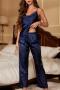 sexy non-stretch solid color satin sling pants sets sleepwear_Black_Pink_Sky Blue_Dark Blue
