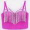 sexy slight stretch rhinestone chain tassels with underwire padded bralettes_Black_Magenta