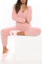 casual plus size non-stretch teddy fleece zip-up hooded jumpsuit loungewear_Black_White_Pink