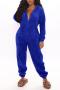 casual plus size non-stretch teddy fleece zip-up hooded jumpsuit loungewear_Black_White_Pink_Red_Blue