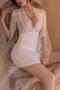 sexy slight stretch lace slim secretary temptation costume(with thongs)_Black_White