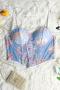 sexy slight stretch mesh flower batch printing bralettes(with boned& underwire)_Pink_Sky Blue_Blue