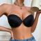 sexy slight stretch 4 colors padded underwire transparent straps gathered bra_Black