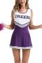 sexy plus size slight stretch cheerleading costumes(only mini dress)_Black_Red_Magenta_Blue_Purple