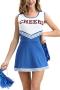 sexy plus size slight stretch cheerleading costumes(with cheerleading flower)_Black_Red_Magenta_Blue