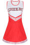 sexy plus size slight stretch cheerleading costumes(with cheerleading flower)_Black_Red