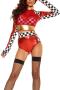 sexy slight stretch lattice stitching mesh racing suits costumes(no stockings)_Black_Red