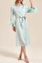 sexy non-stretch satin detachable feather with belt sleepwear size run small_Black_Pink_Sky Blue
