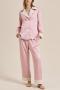 non-stretch satin with velvet button pants sets sleepwear size run small_Pink