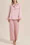 non-stretch 4colors satin with velvet button pants sets sleepwear size run small_Gray_Pink