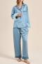 non-stretch 4colors satin with velvet button pants sets sleepwear size run small_Gray_Pink_Blue